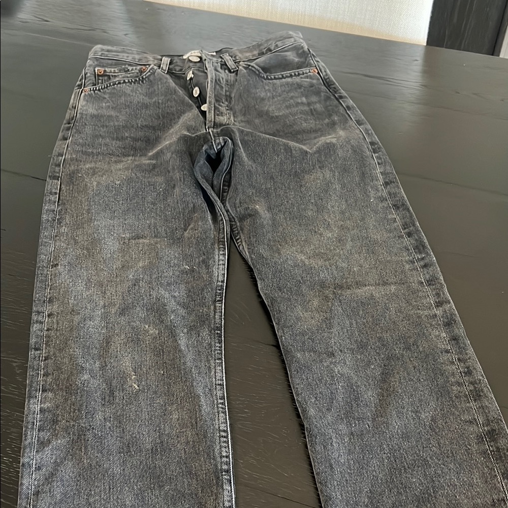 Agolde Men's Washed Black Straight Jeans